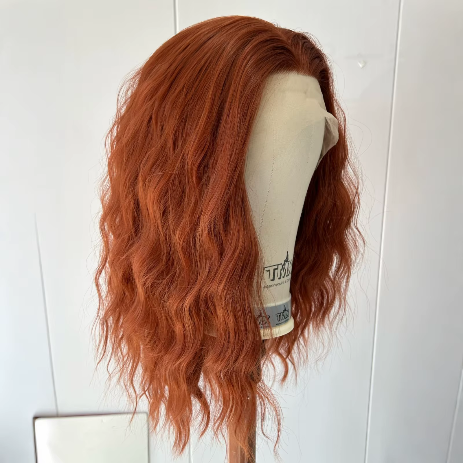 Perruque Bob synthétique courte ondulée rouge cuivre pour femmes