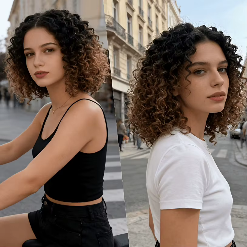 Perruques synthétiques courtes bouclées pour femmes - Style