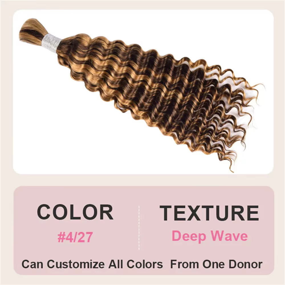 Cheveux humains à tresser style bohème 4/27, ondulés profonds, en vrac, sans trame, extensions de cheveux bouclés pour tresses bohèmes