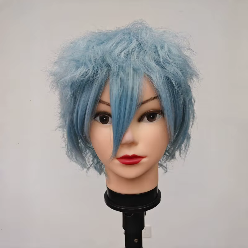 Perruque de Cosplay Courte et Bouclée avec Bonnet