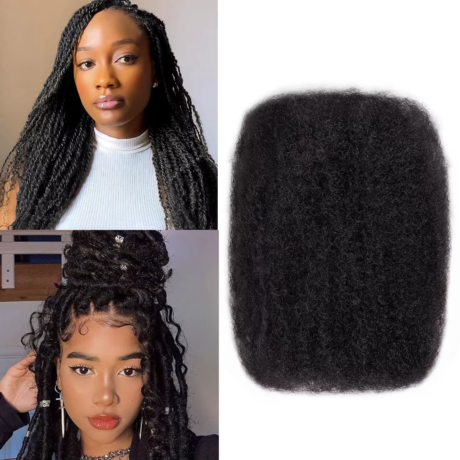 Cheveux synthétiques bouclés afro crépus pour tresses/extensions de locs permanentes