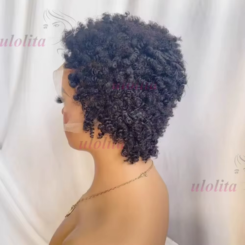 Perruque Courte Bouclée Naturelle en Cheveux Humains Premium 13x4 Lace Front