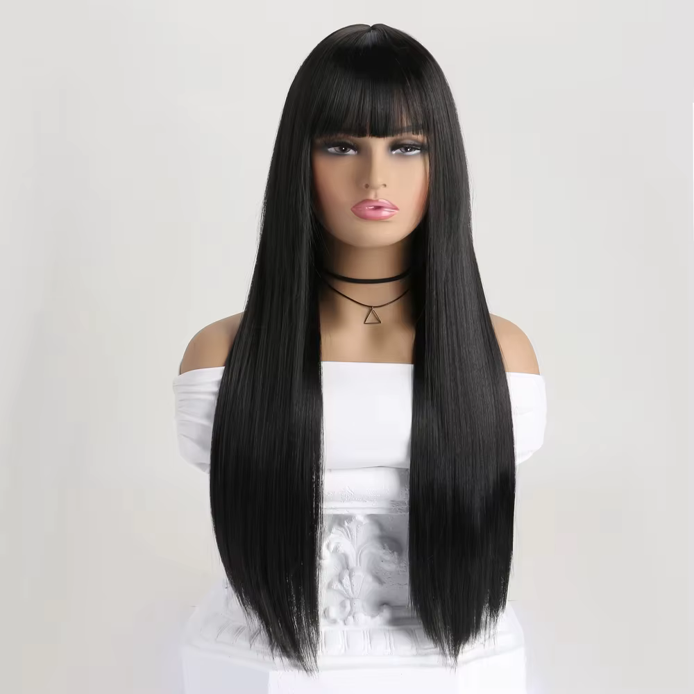 Perruque synthétique de 26 pouces la plus vendue pour cheveux longs et raides