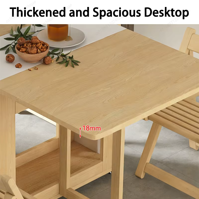Table à manger pliable pour les petits foyers, ensemble combinable mobile, gain de place, table de 1,4 m avec 0, 2, 4 ou 6 chaises