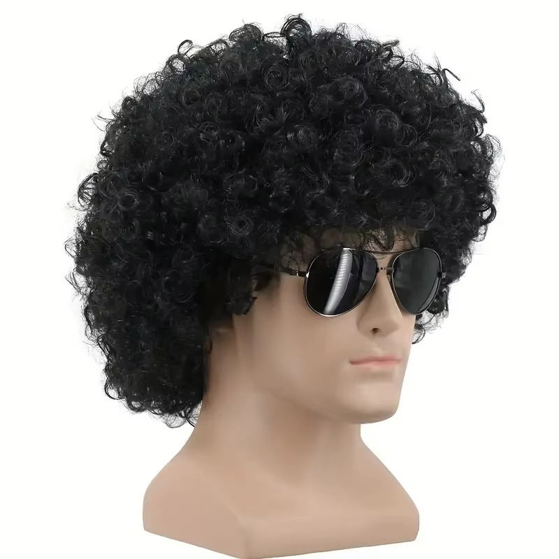 Perruque courte bouclée noire de style africain