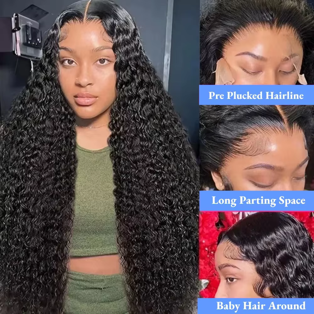 Perruque Lace Front Water Wave 13x4 HD Transparente en Cheveux Humains Brésiliens Pré-Pluckée avec Ligne