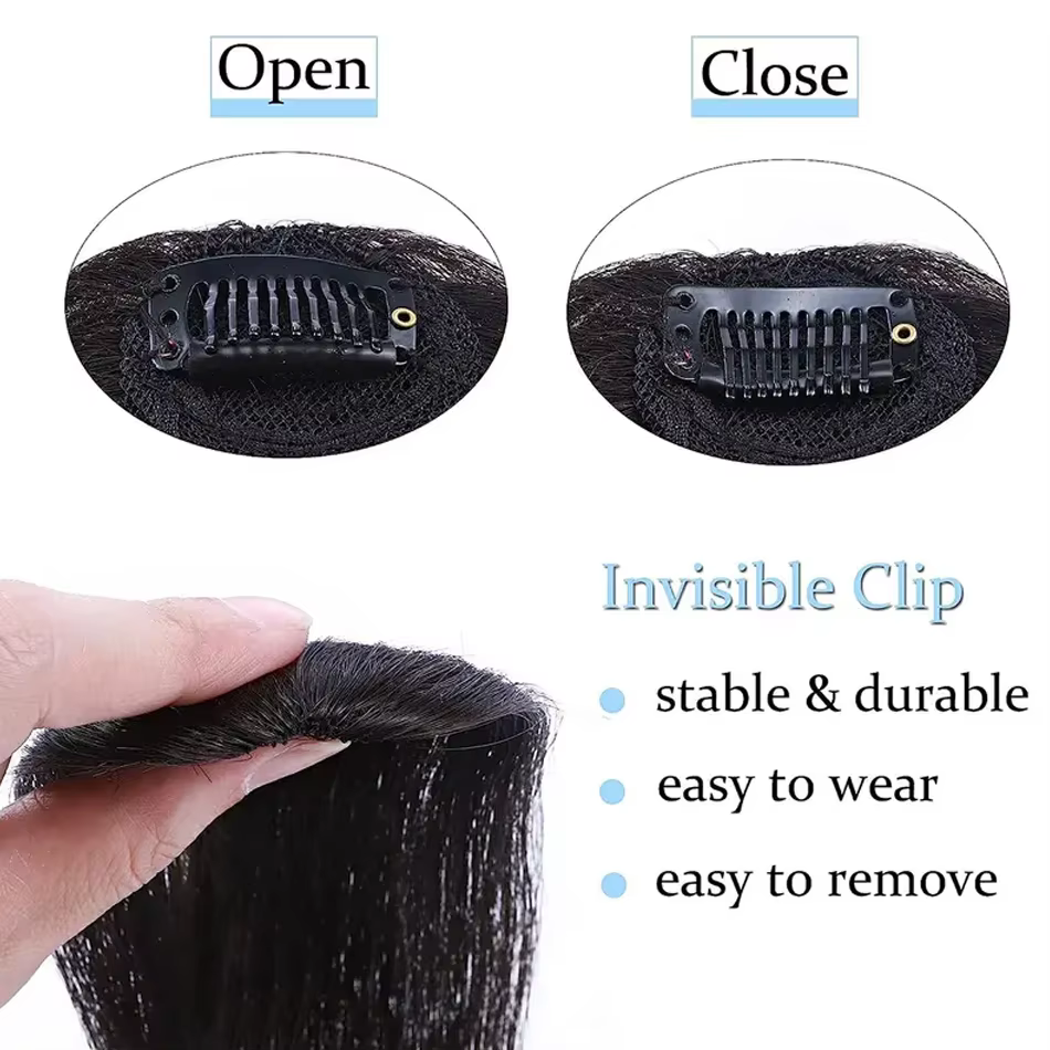 2 pièces frange latérale Extension de cheveux synthétiques pince facile