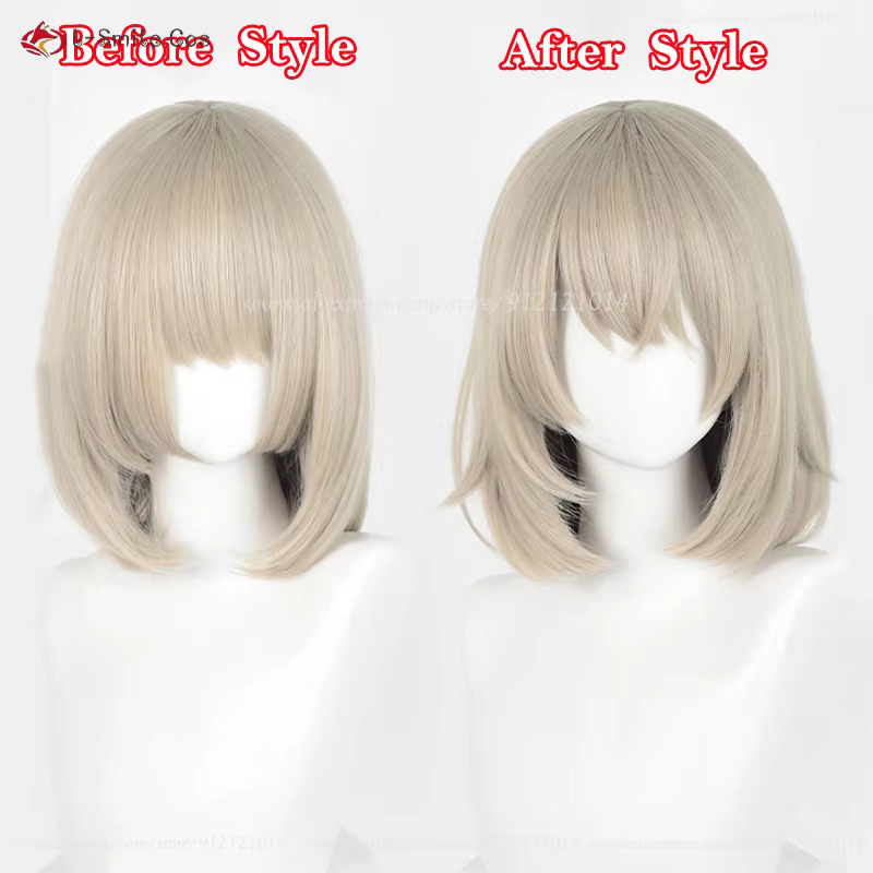 Anime Falin Touden Cosplay perruque 35 cm court gris or femmes perruques résistant à la chaleur cheveux synthétiques