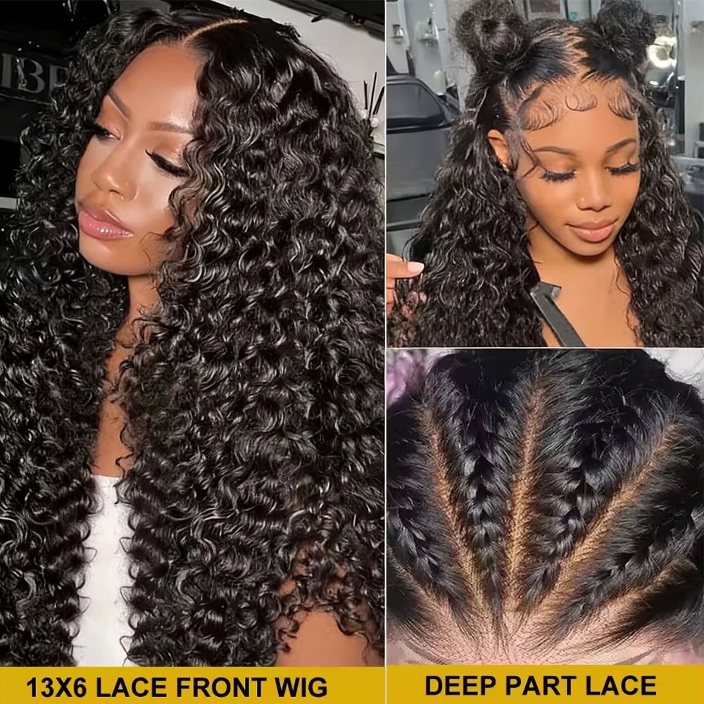 Perruques de cheveux humains avant de dentelle transparente HD perruque bouclée Jerry