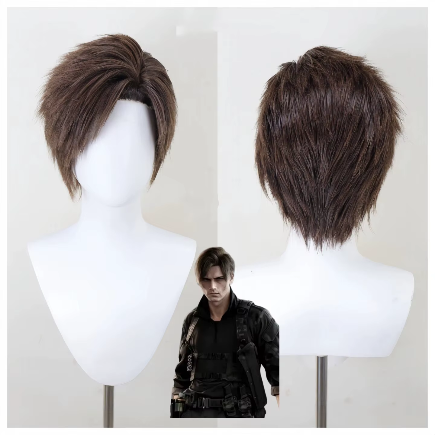 Perruque de cosplay Re9 REQ Leon pour homme