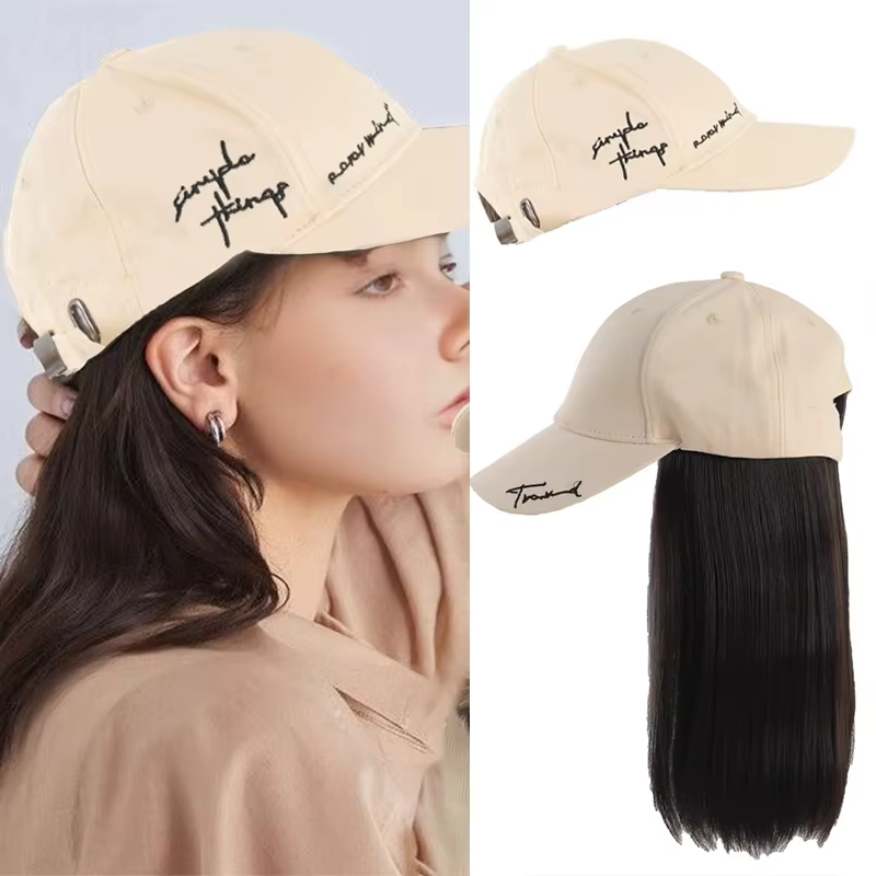 Casquette de baseball Allaosify pour femme avec cheveux synthétiques de 12 pouces