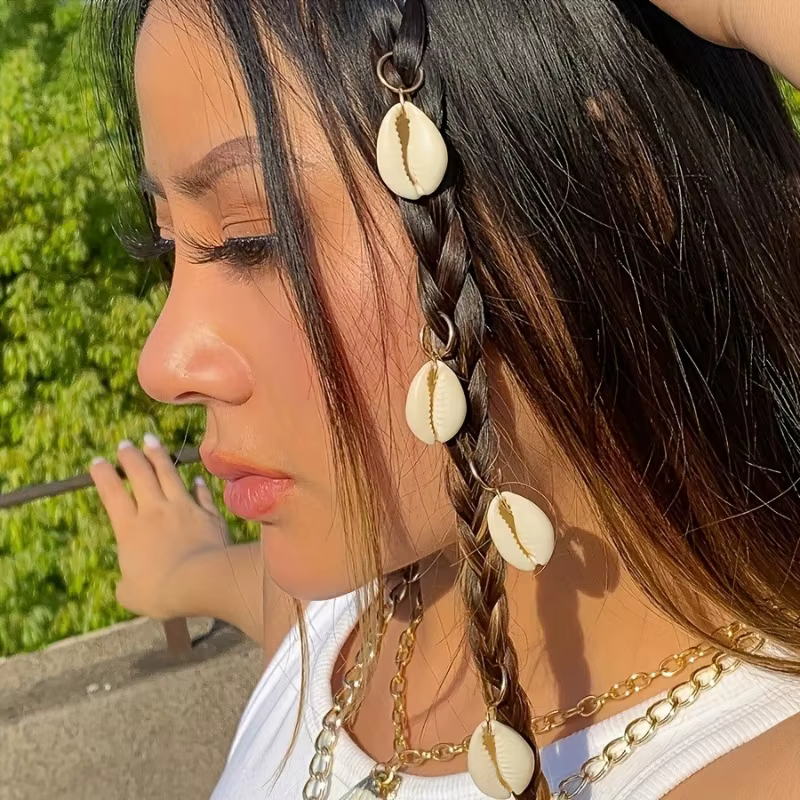 10 pinces à cheveux coquillage pour dreadlocks, extensions de tresses, DIY, plage, festival, usage quotidien, antidérapantes, légères, durables, avec pendentif en métal