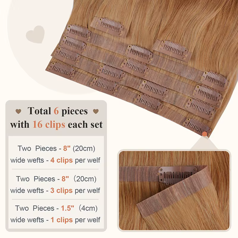 Clip en PU dans les extensions de cheveux humains # Perruques invisibles pour femmes