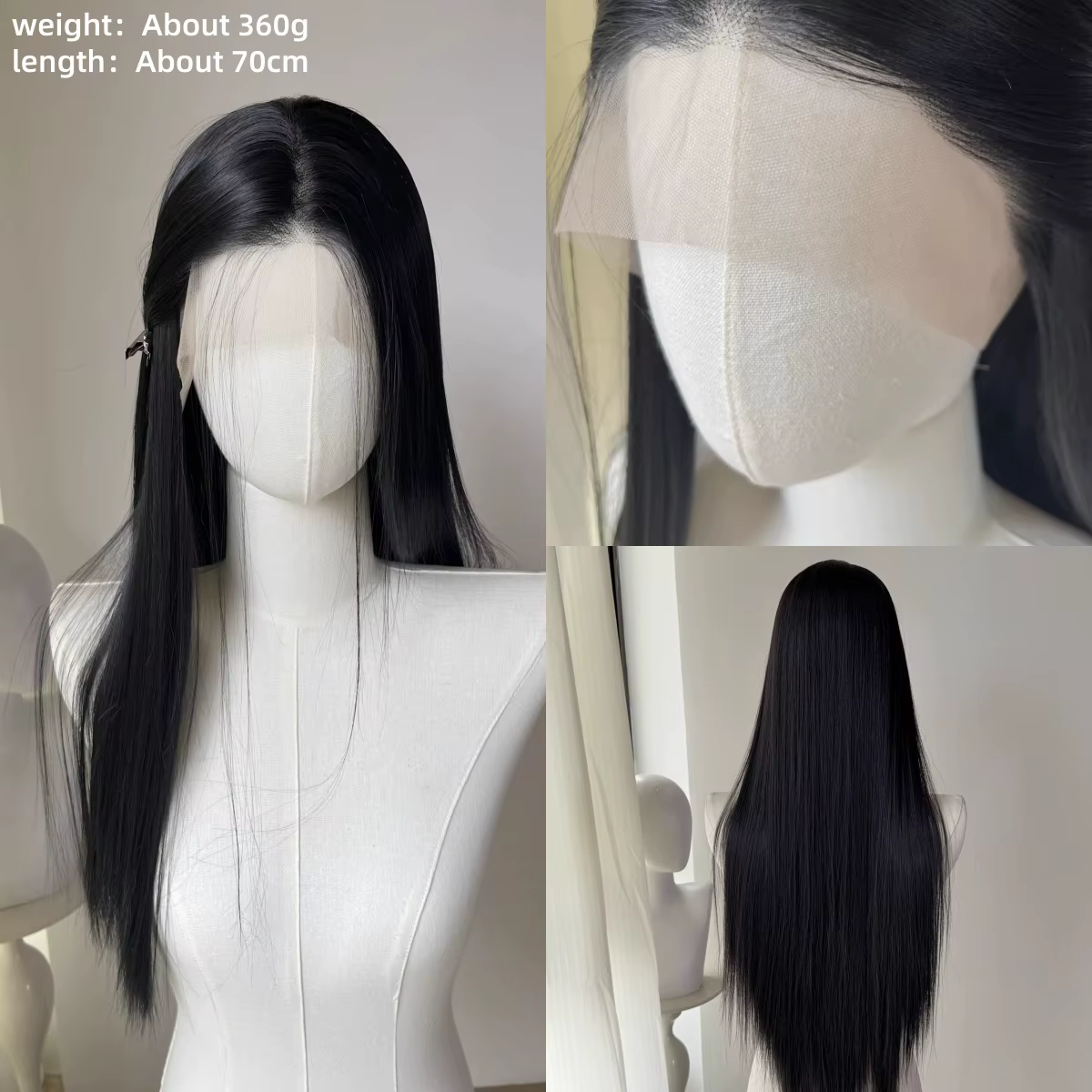 Perruque Lace Front Wig synthétique noire 26 pouces