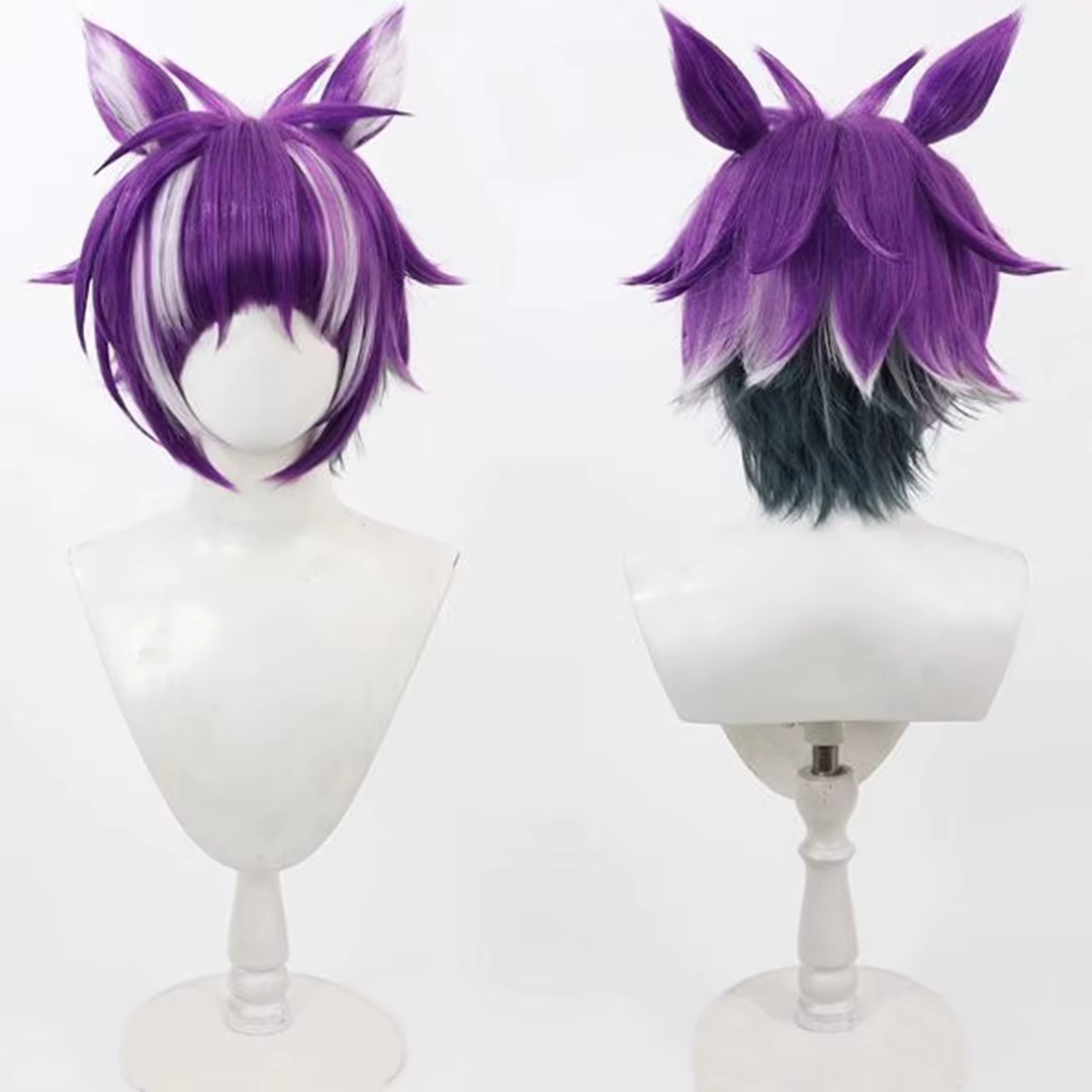 Perruque torsadée du pays des merveilles Cheshire Cat, perruque violette pour cosplay, anime, fête d'halloween