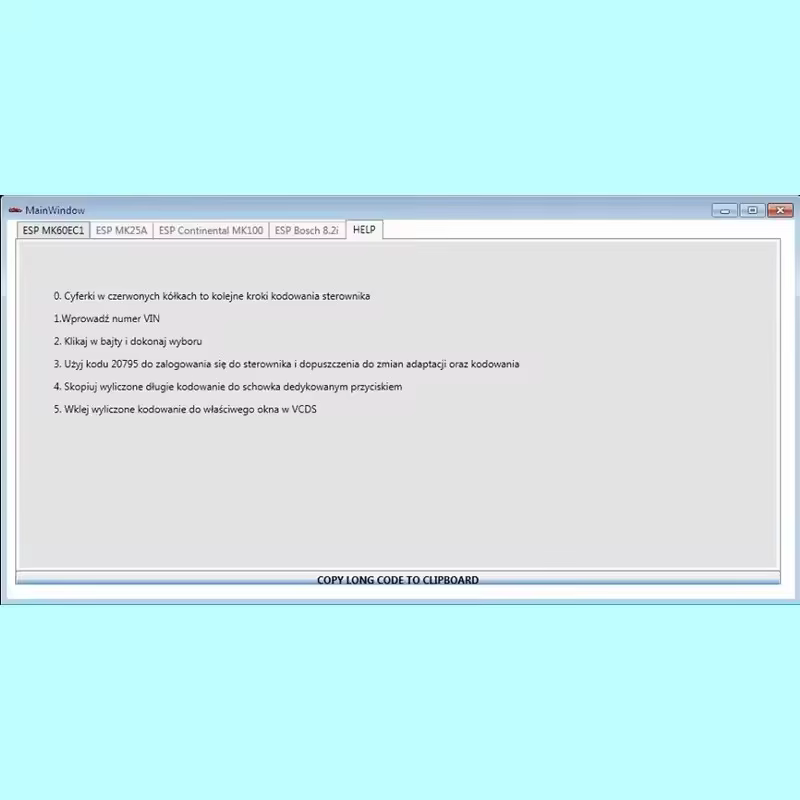 Le plus récent logiciel pour VW ABS ESP calculatrice à Code Long Helper MK60EC1 ABS ESP logiciel de calculatrice à Code Long + installation illimitée