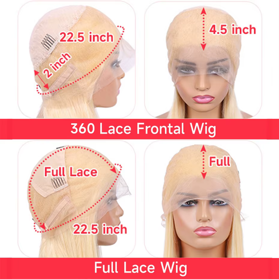 Perruque Lace Frontale 360 Blonde 613 en Cheveux Humains Pré-Pluckée