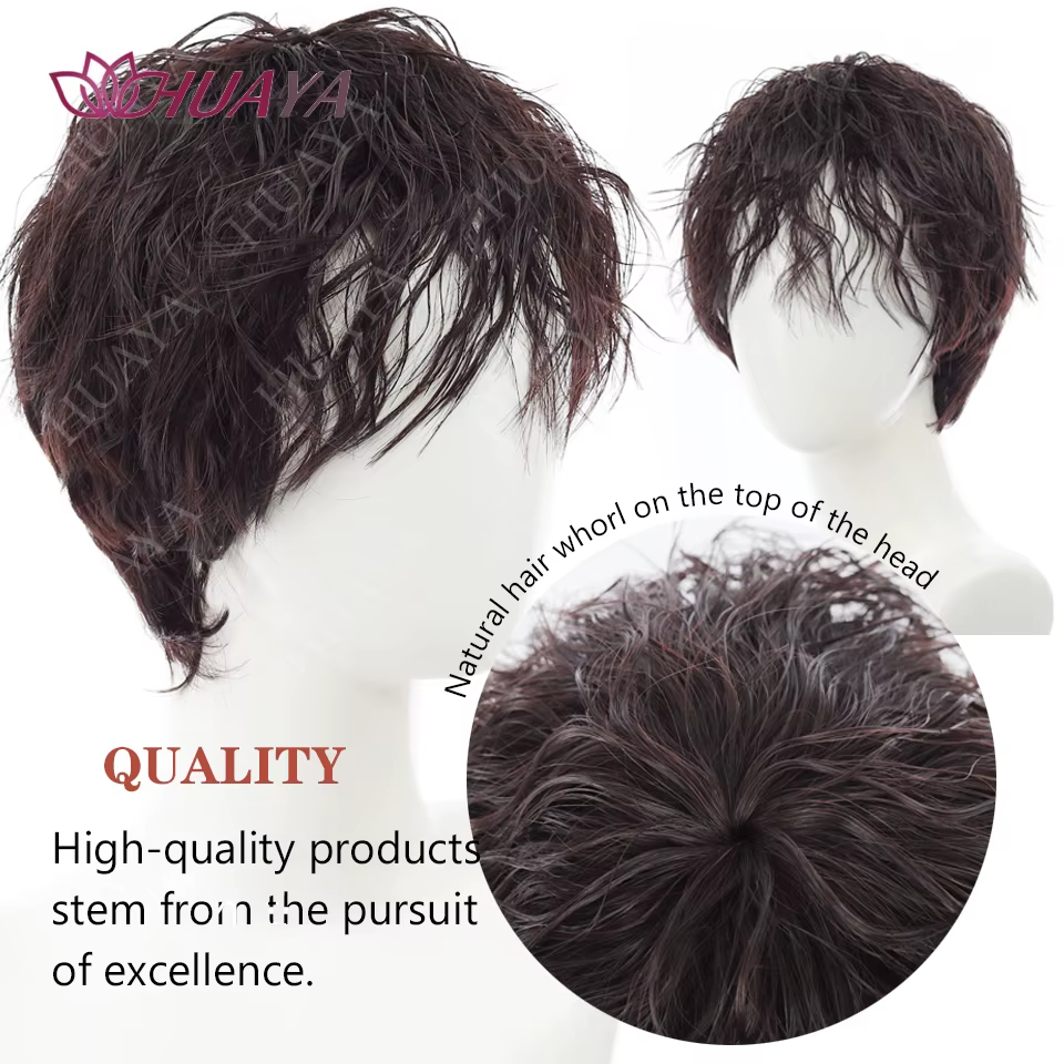 Perruque courte ondulée bouclée pour hommes, beau maïs, mode chaude, fibre synthétique, soie haute température, couverture complète de la tête