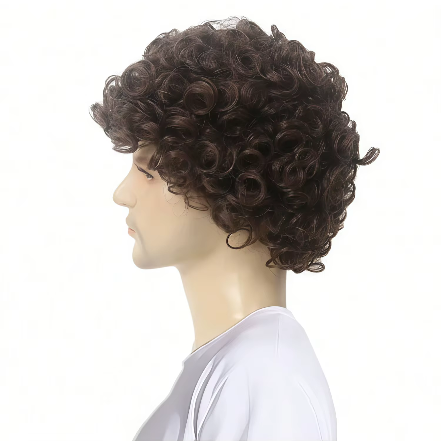 Perruque courte bouclée brune de style africain