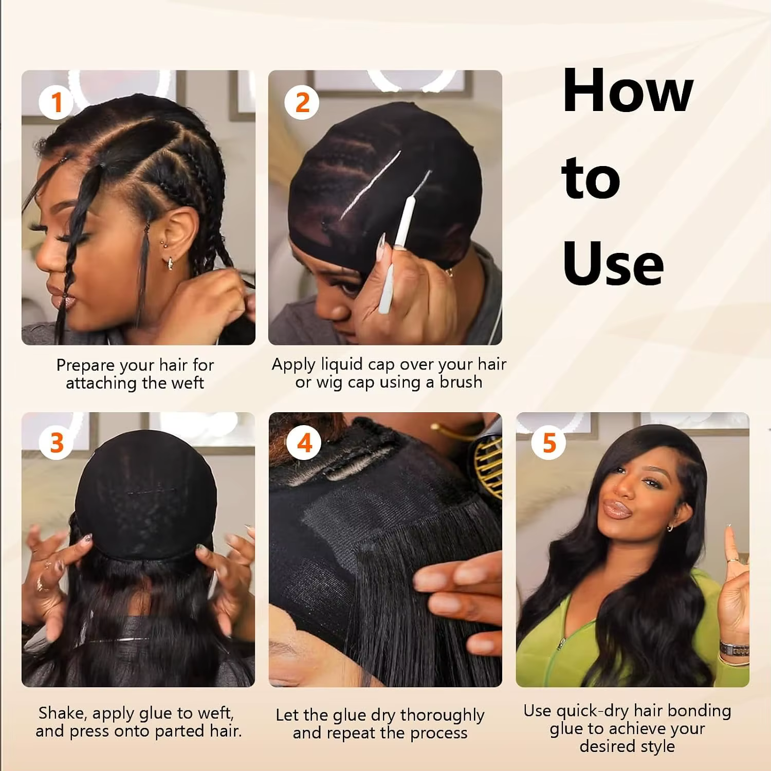Colle noire pour extensions de cheveux