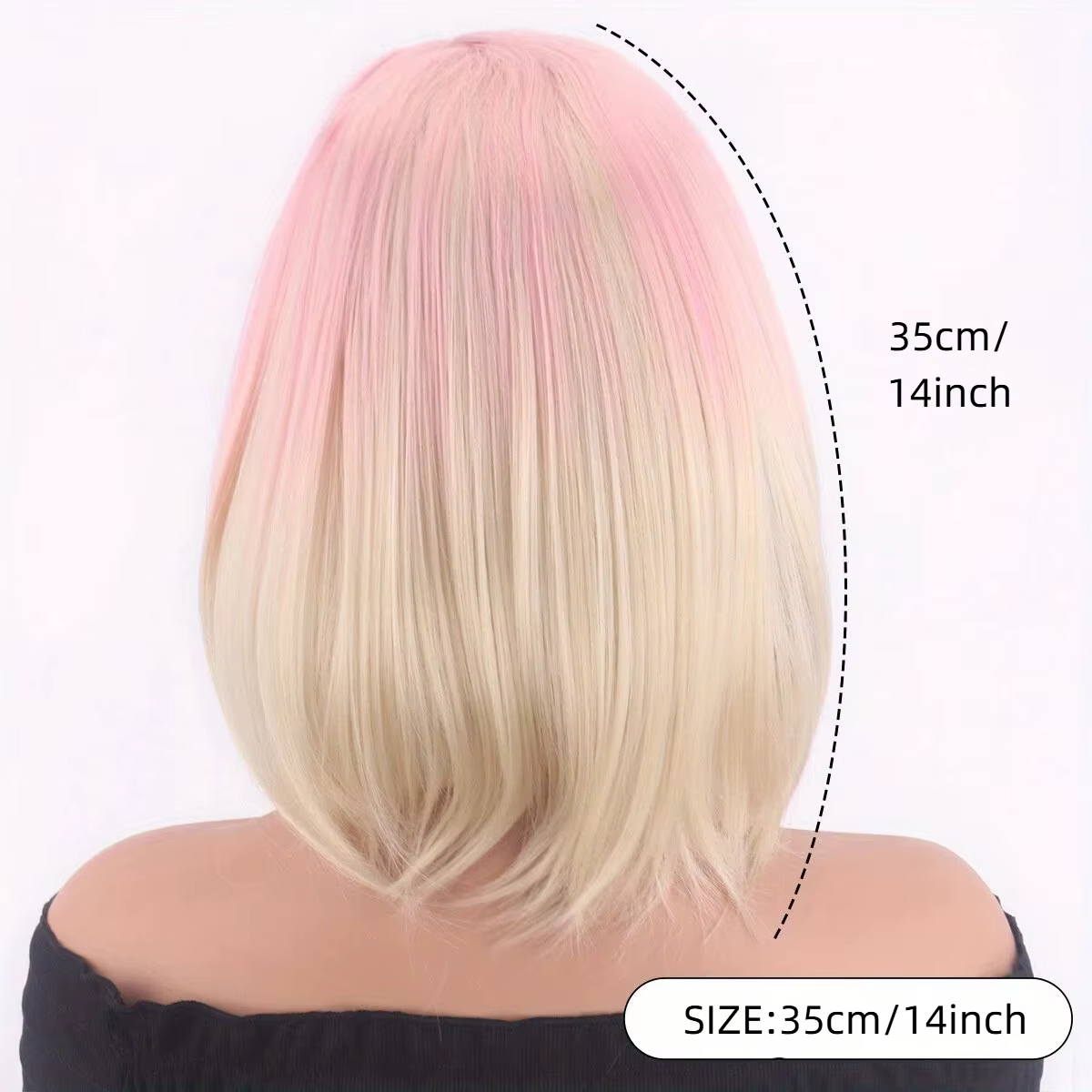 Perruque Bob Ombrée Rose à Blonde