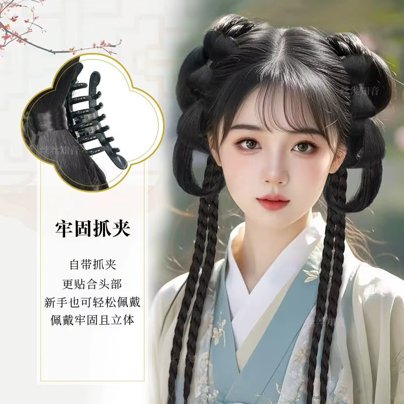 Ensemble de chignon Hanfu: Updo à clipser tout-en-un avec rembourrage de faux cheveux