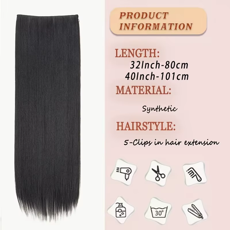 Extension de cheveux synthétiques longs et lisses de 32 pouces/40 pouces