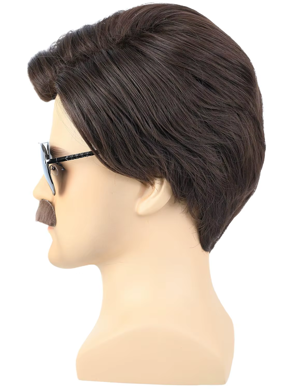 Perruque synthétique courte marron pour hommes