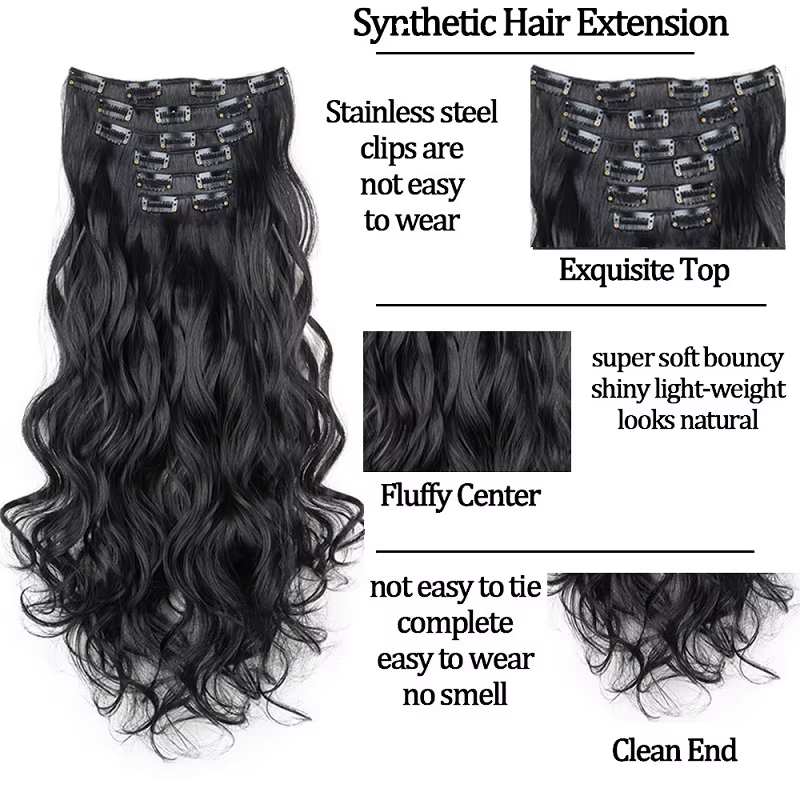 WIGSIN 24 pouces synthétique longue ondulée bouclés Extensions de cheveux postiches accessoires
