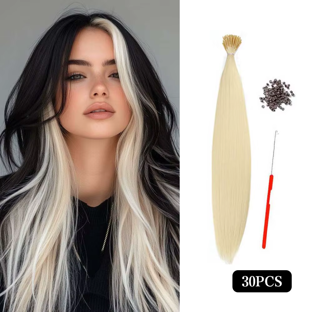 30 extensions de cheveux colorées synthétiques de 16 pouces