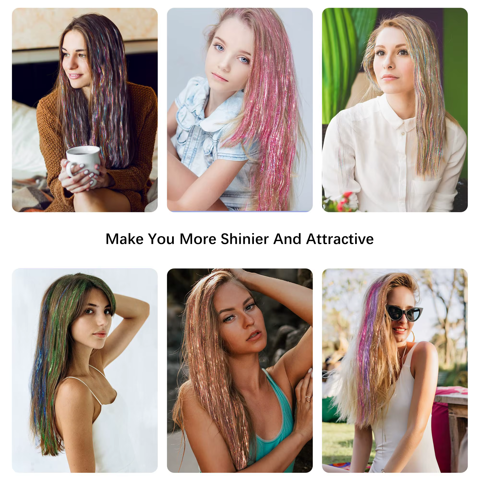 Extensions de cheveux scintillants et brillants