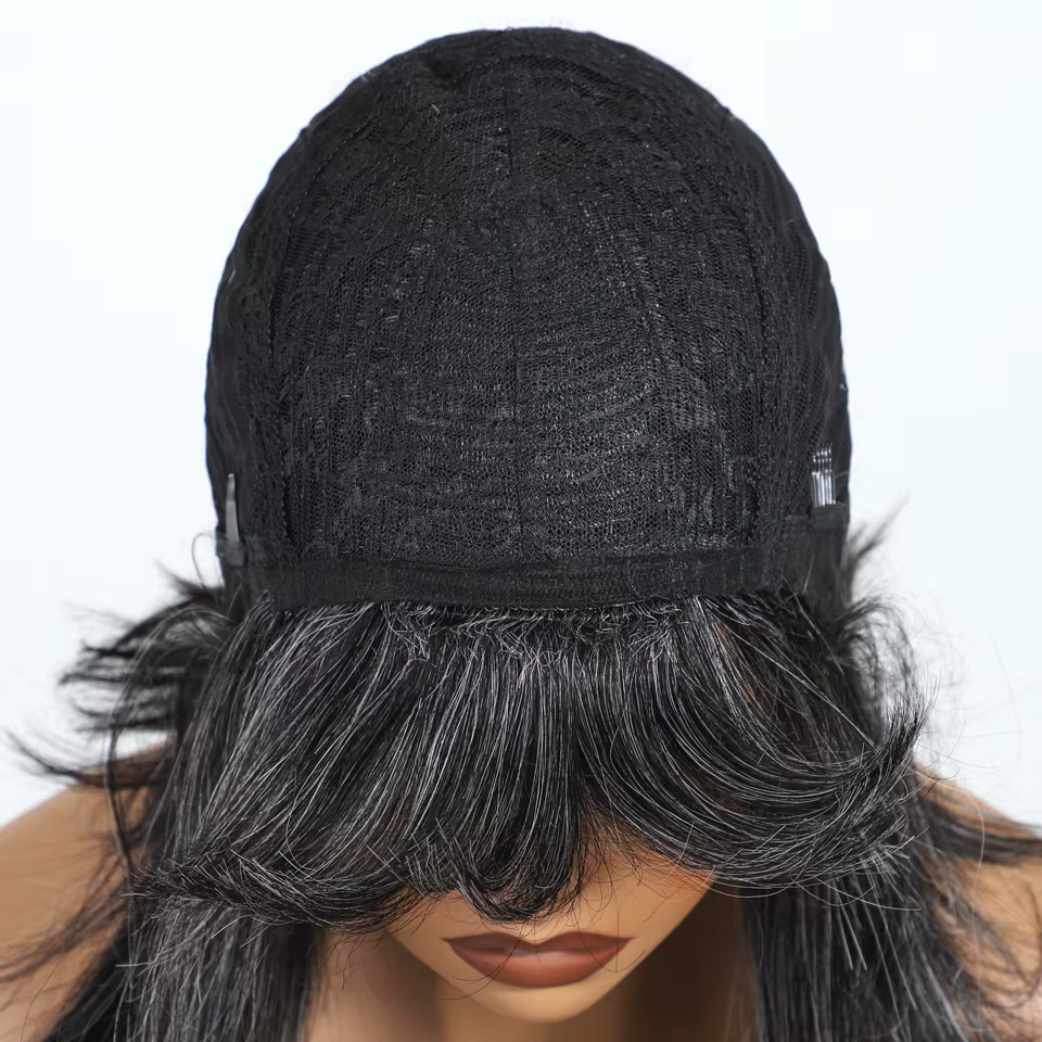 Lekker gris sel et poivre court droit Bob 100% perruques de cheveux humains pour les femmes brésilien Remy