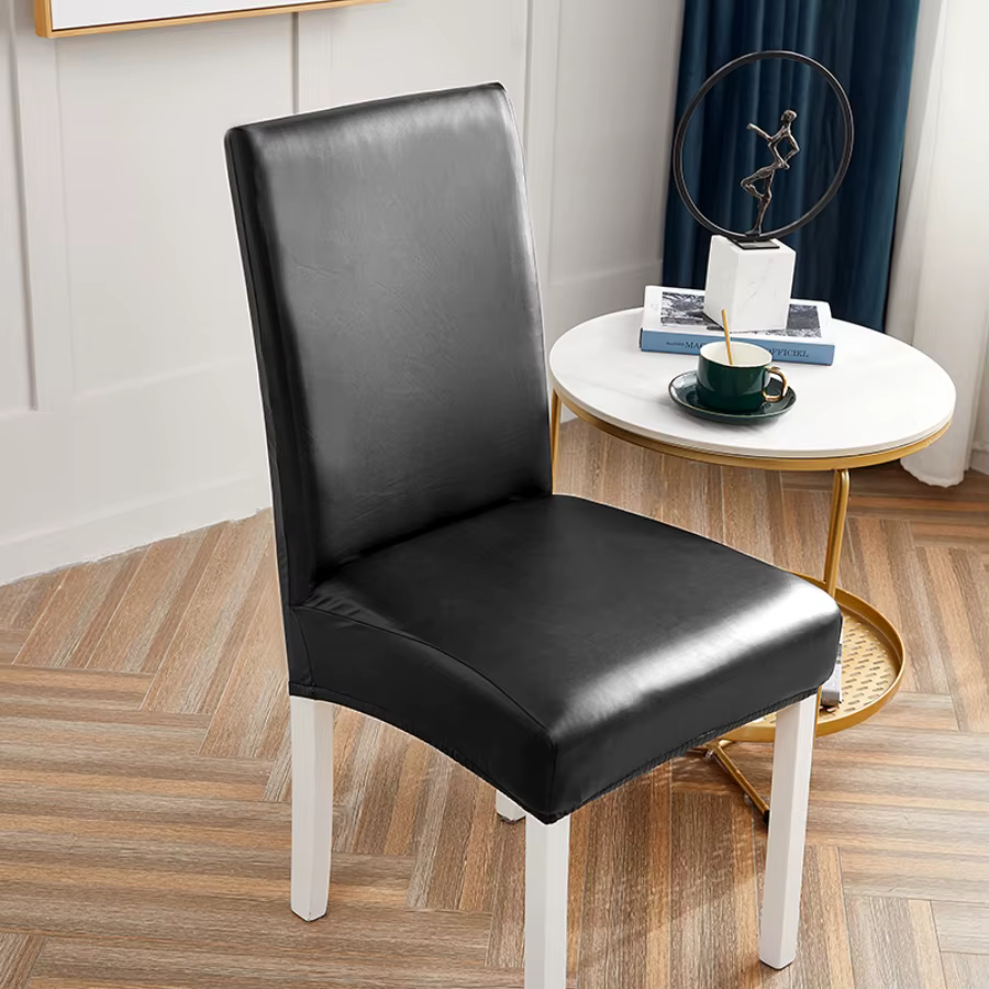 Housse de chaise extensible en simili cuir imperméable, housse de chaise de salle à manger multicolore pour cuisine et Restaurant
