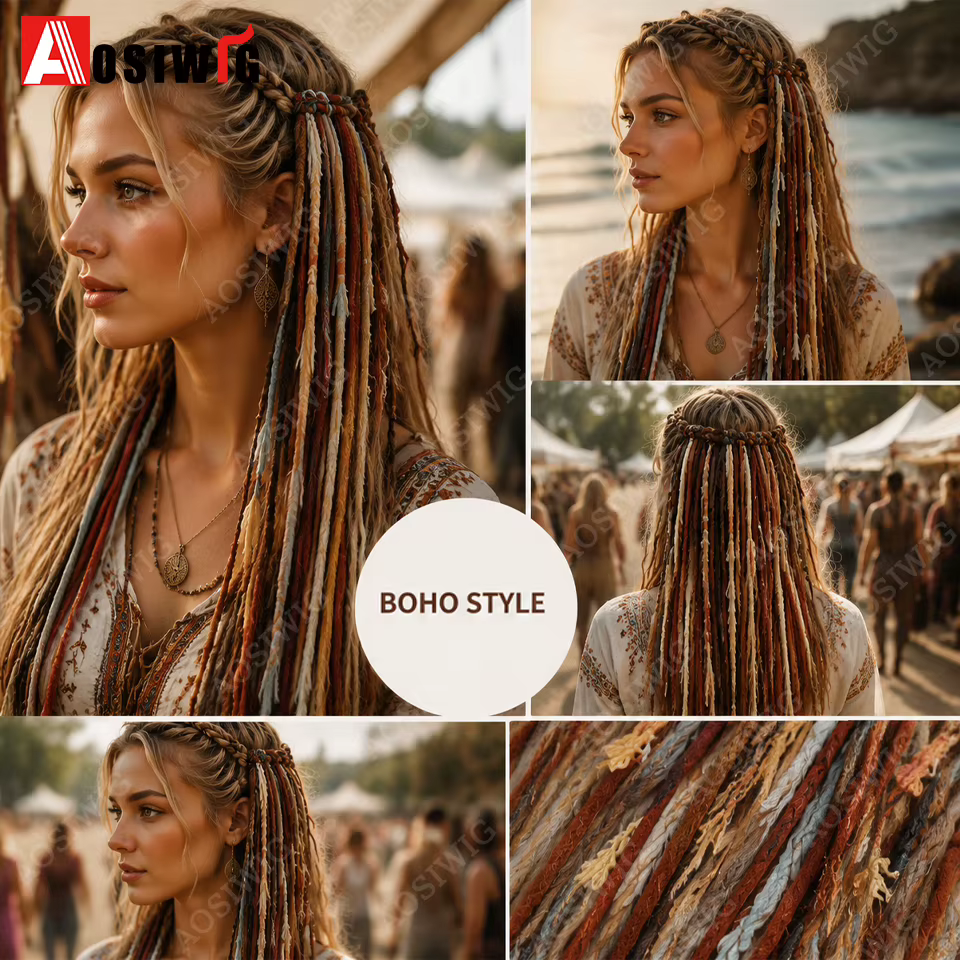 Extensions de cheveux tressées colorées à clipser