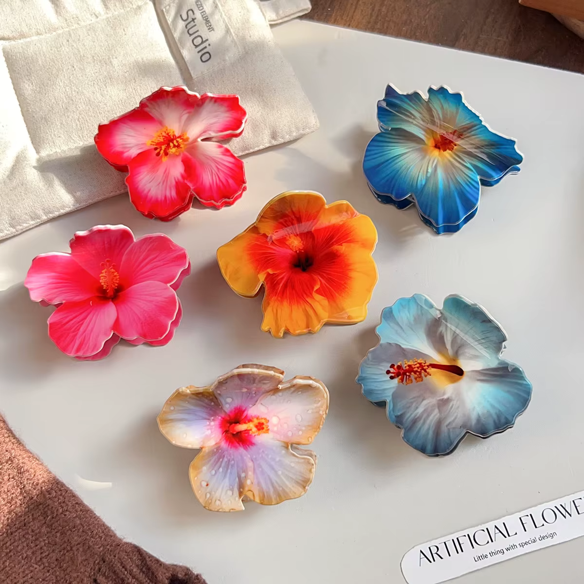 Pince à cheveux fleur d'hibiscus pour femme