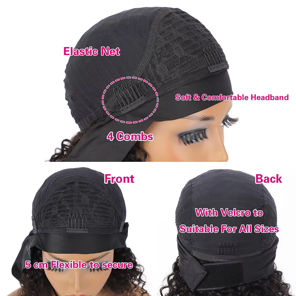Perruque bandeau bouclée brune en cheveux humains