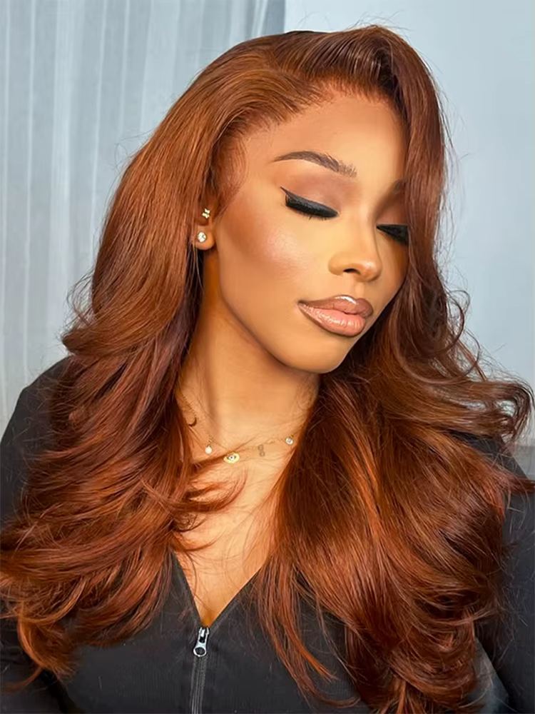 Alipearl cheveux gros ondulé gingembre couleur perruque couches