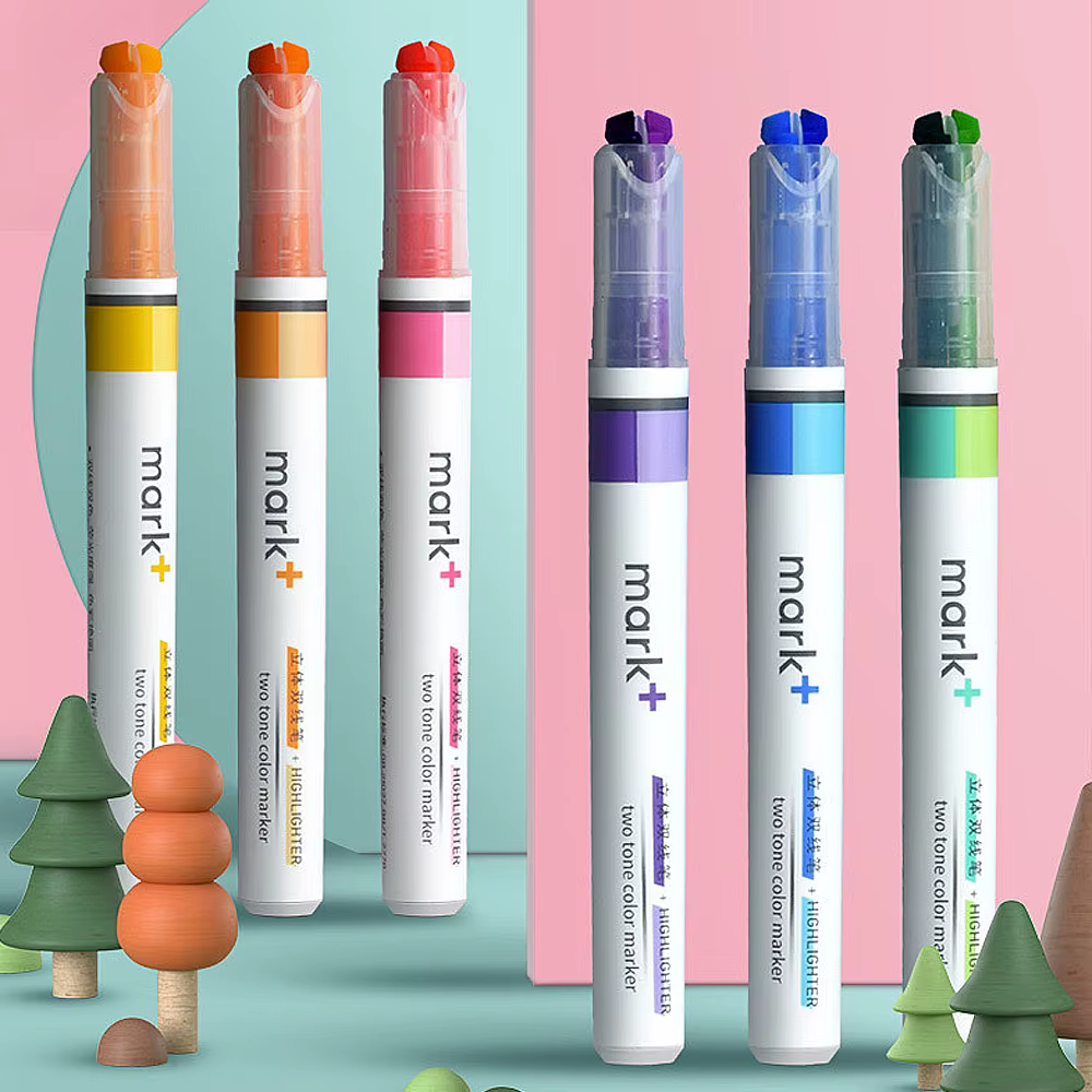 Marqueurs de couleur pastel à double ligne, ensemble de stylos surligneurs, marqueur textmarker, mignon, brillant, Boligrafo, Kawaii Papelaria