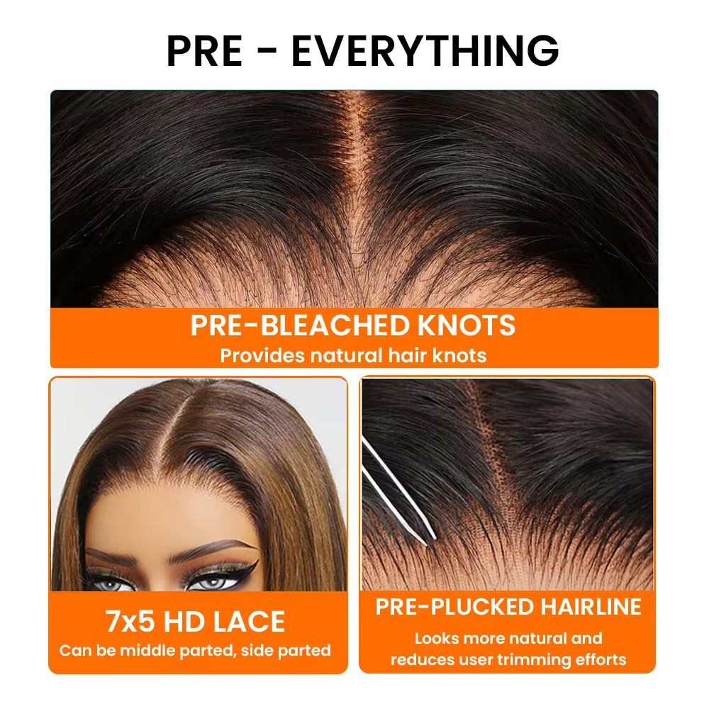 Perruque sans colle Blonde Caramel Go 7x5