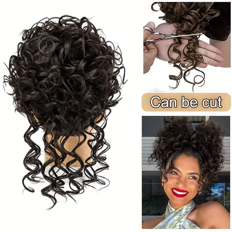 Chignons synthétiques bouclés à cordon