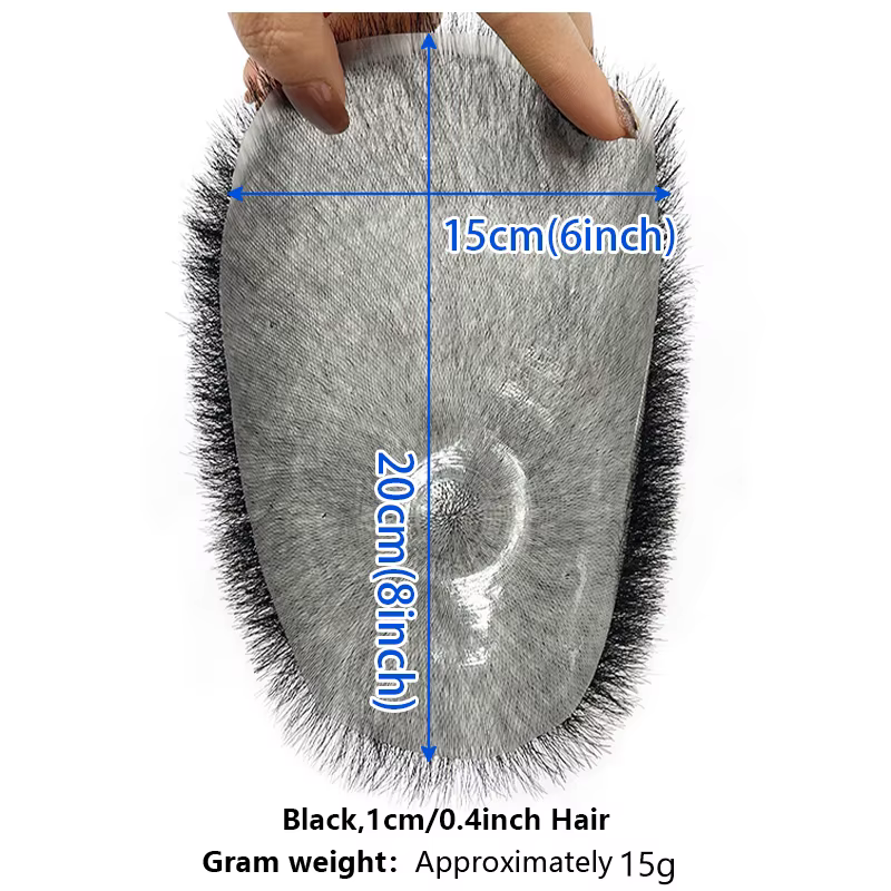 15*20 cm 100% cheveux humains Buzz coupe toupet pour hommes Ultra mince respirant PU Transparent entièrement biologique