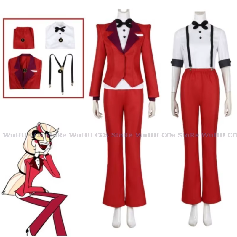 Hasbin CosCartoon déguisement adulte hôtel Fantasia Costume femmes uniforme perruque Halloween Charlie Morningstar
