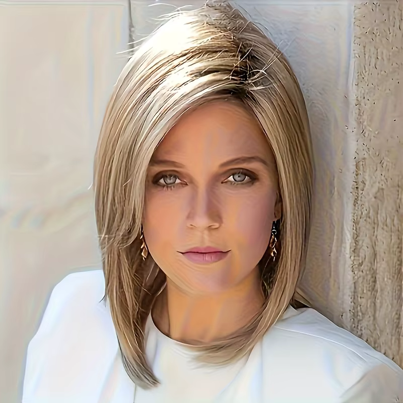 Perruque exclusive en fibre synthétique pour dames blondes élégantes