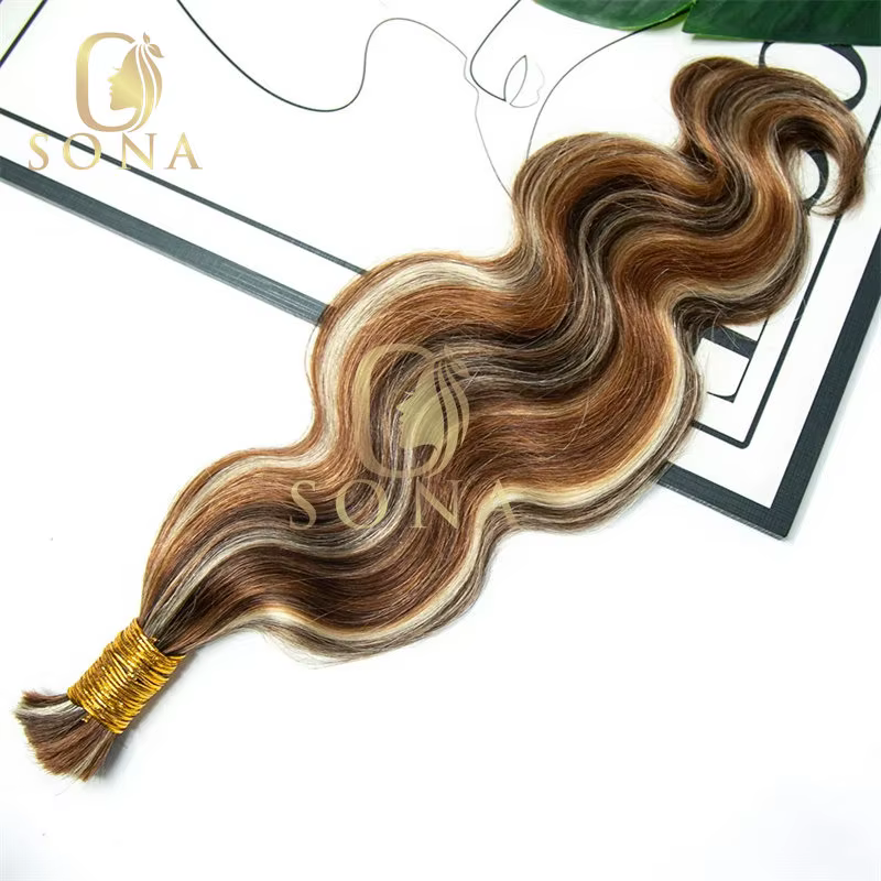 Brun mettre en évidence miel blond en vrac pour tressage en gros Boho tresses Extensions de cheveux humains vague de