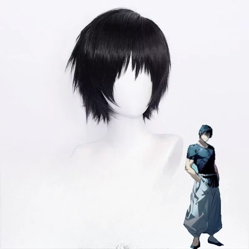 Fushiguro Toji rôle cheveux courts Anime Jujutsu Kaisen personnage modélisation perruque homme Match quotidien chapeaux Action réflexe noir couvre-chef