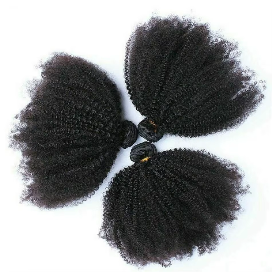 Afro crépus bouclés paquets de cheveux humains affaire brésilienne 1/3