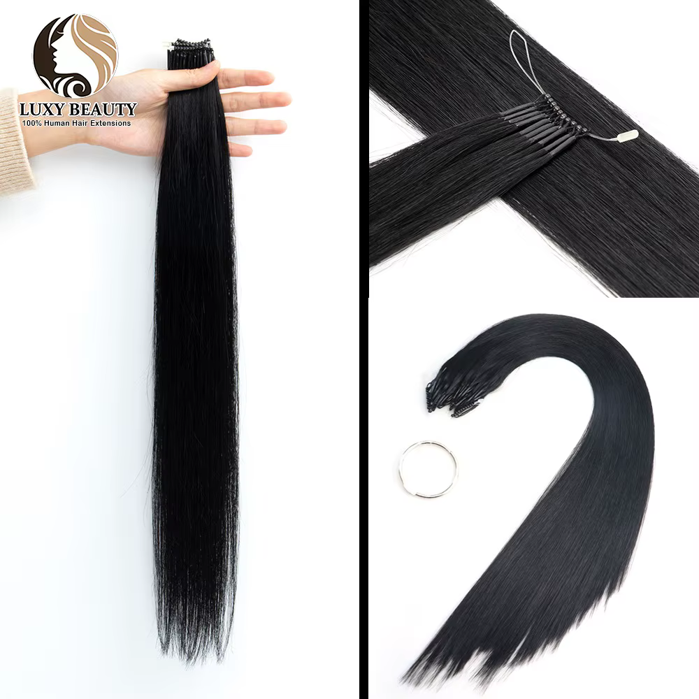 8D Micro perle Extensions de cheveux humains Silicone Nano anneau Extension