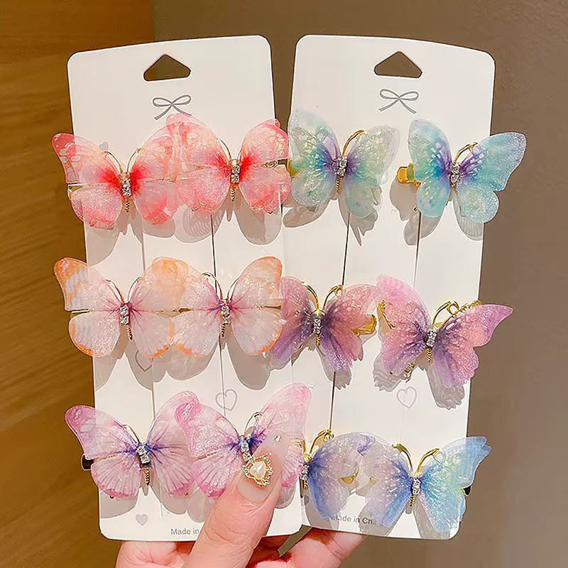 Épingles à cheveux papillon colorées pour filles