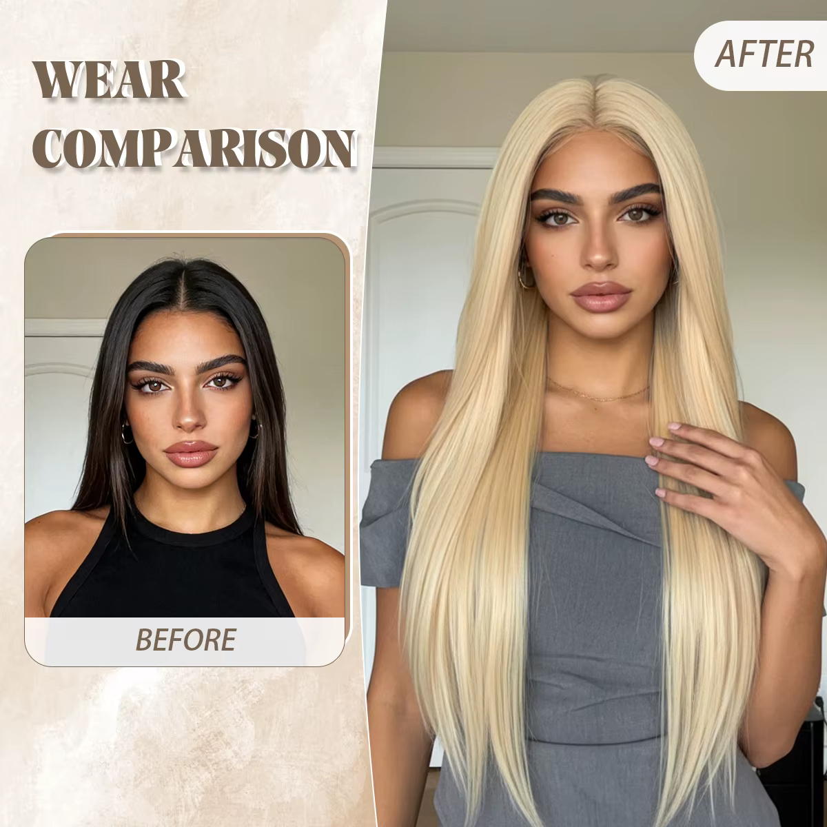 Perruque longue blonde pour femmes blanches