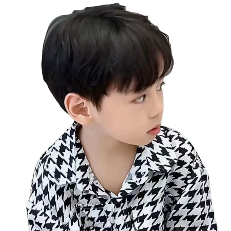 Perruque pour enfants cheveux courts coréen bébé garçon toupet chapeaux accessoires noir brun foncé